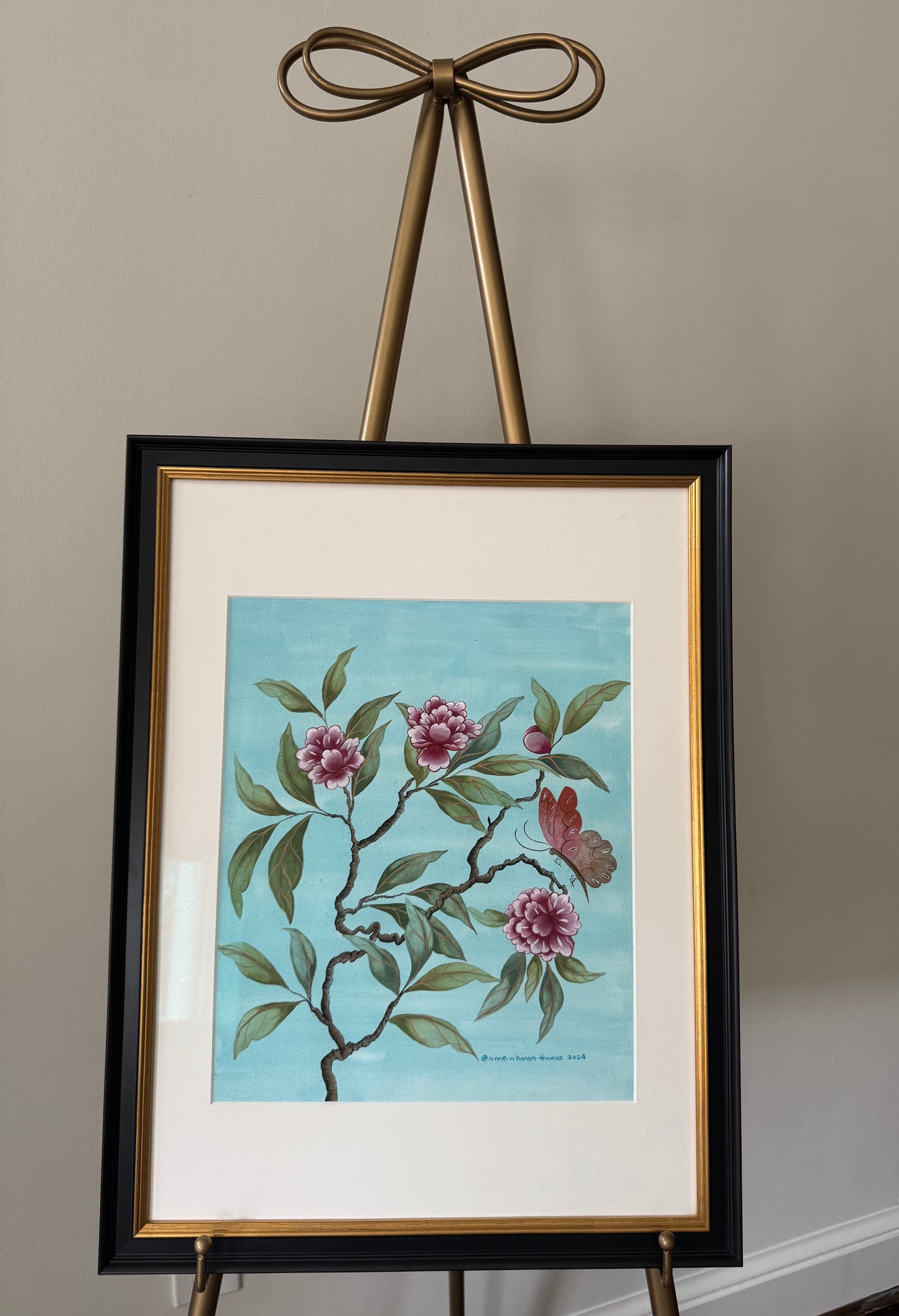 Pink Peonies on Robin's Egg Blue