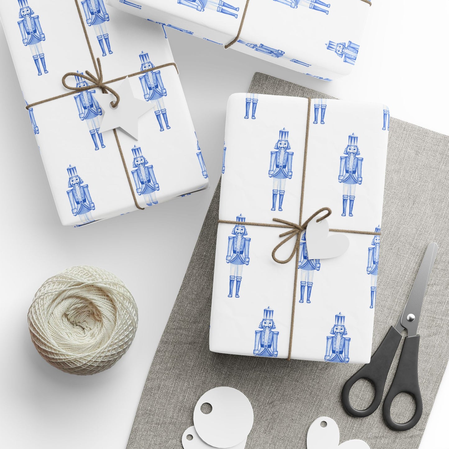 Nutcracker in Blue Fine Art Wrapping Paper — Festive Holiday Gift Wrap