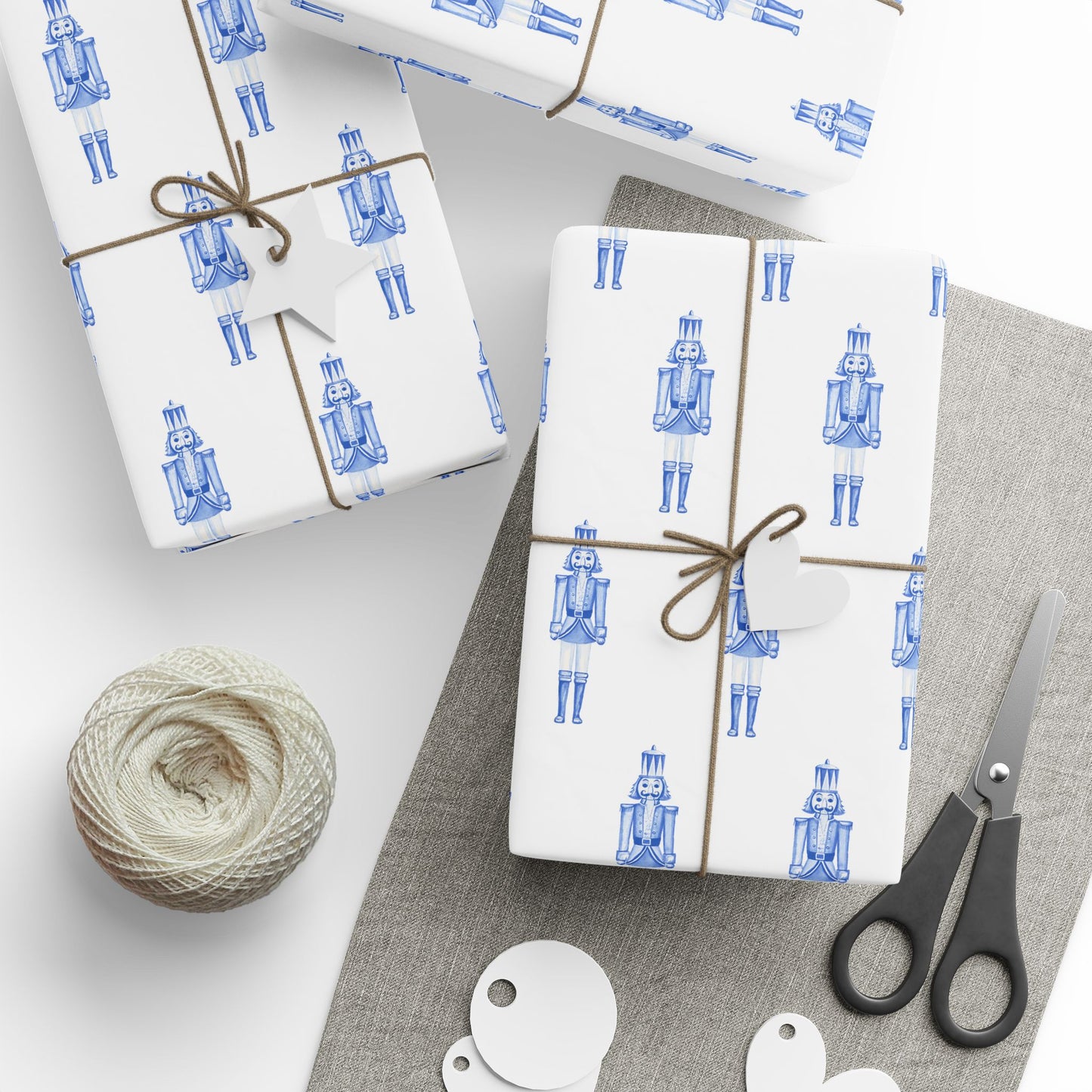 Nutcracker in Blue Fine Art Wrapping Paper — Festive Holiday Gift Wrap
