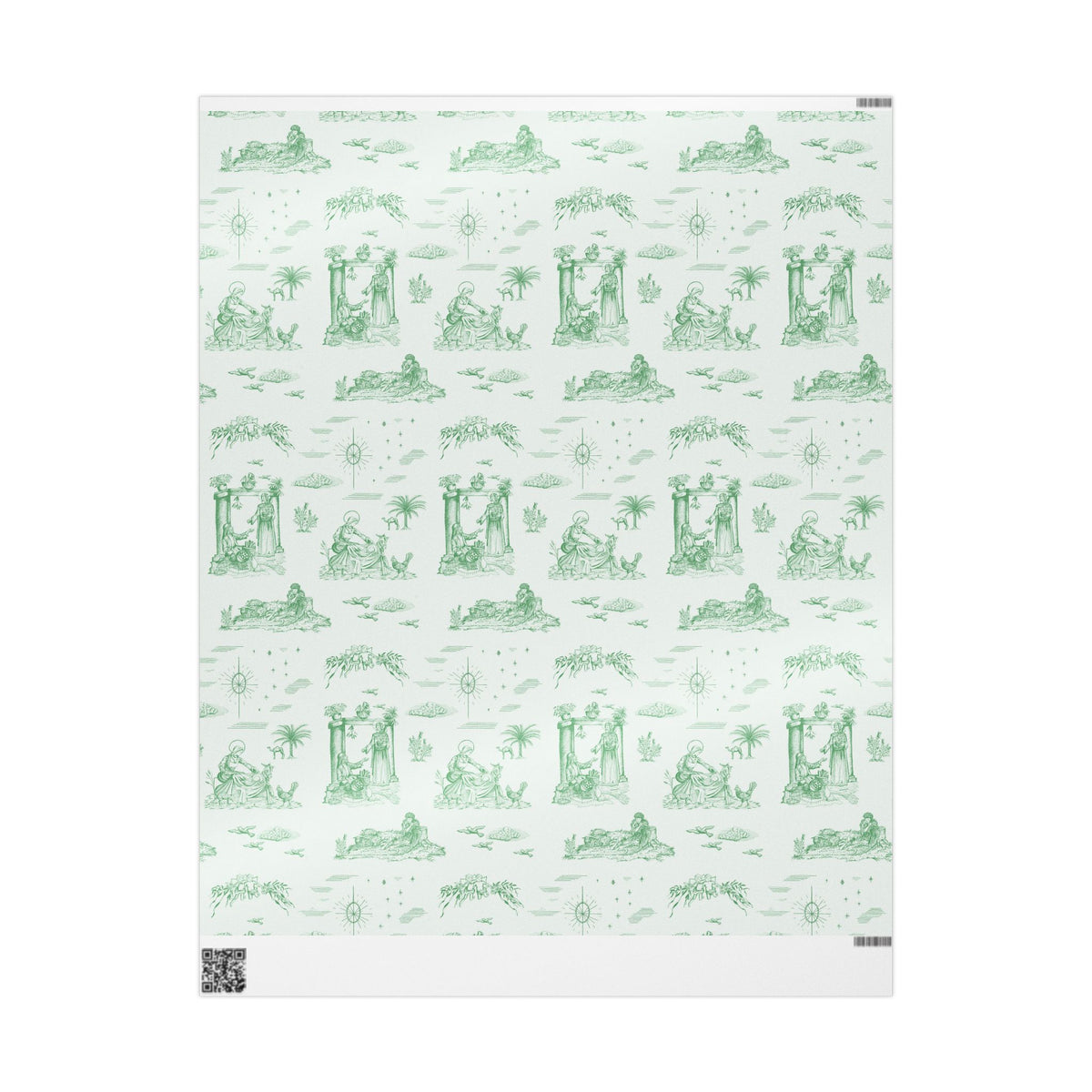 Nativity Toile Fine Art Christmas Wrapping Paper | Woodland Green