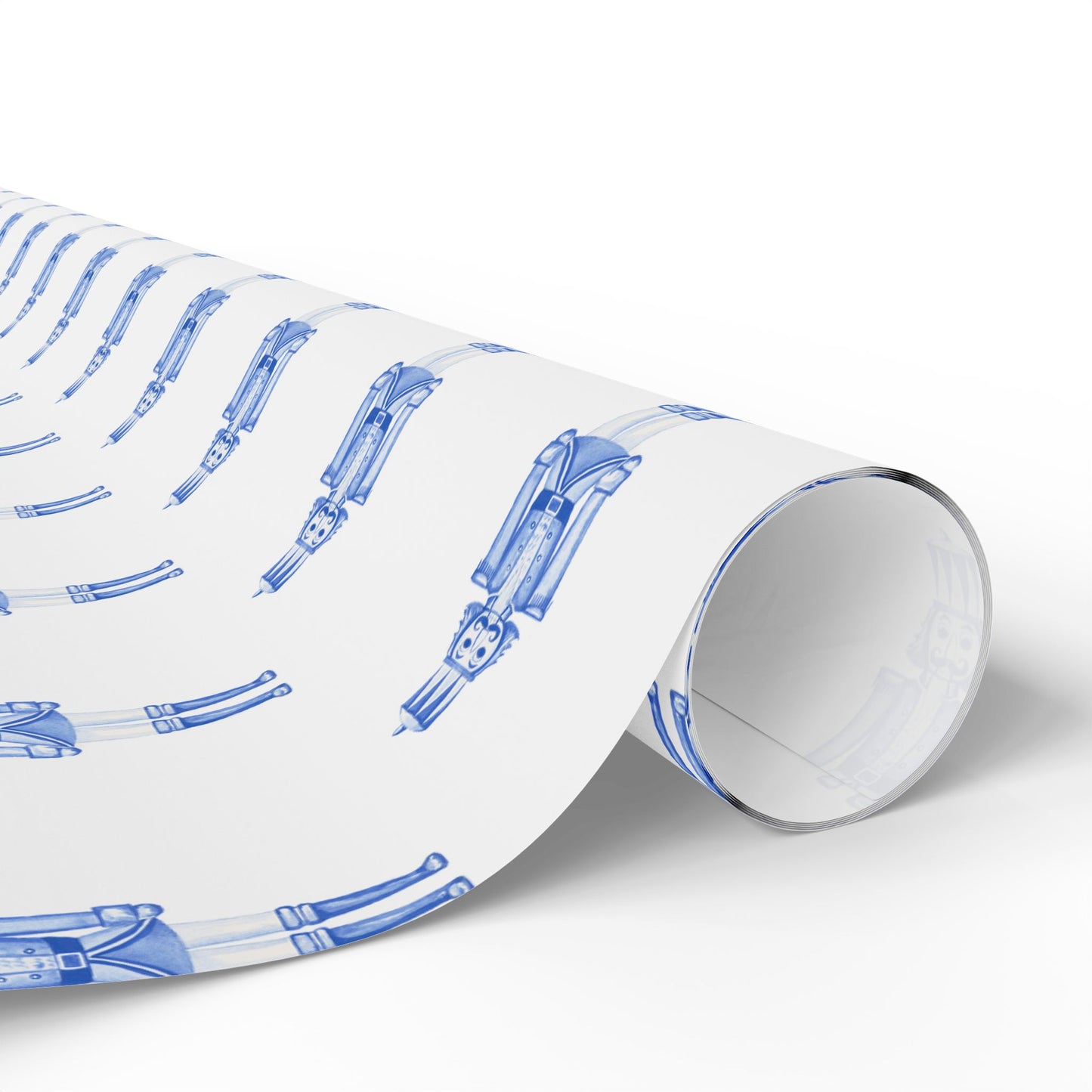 Nutcracker in Blue Fine Art Wrapping Paper — Festive Holiday Gift Wrap