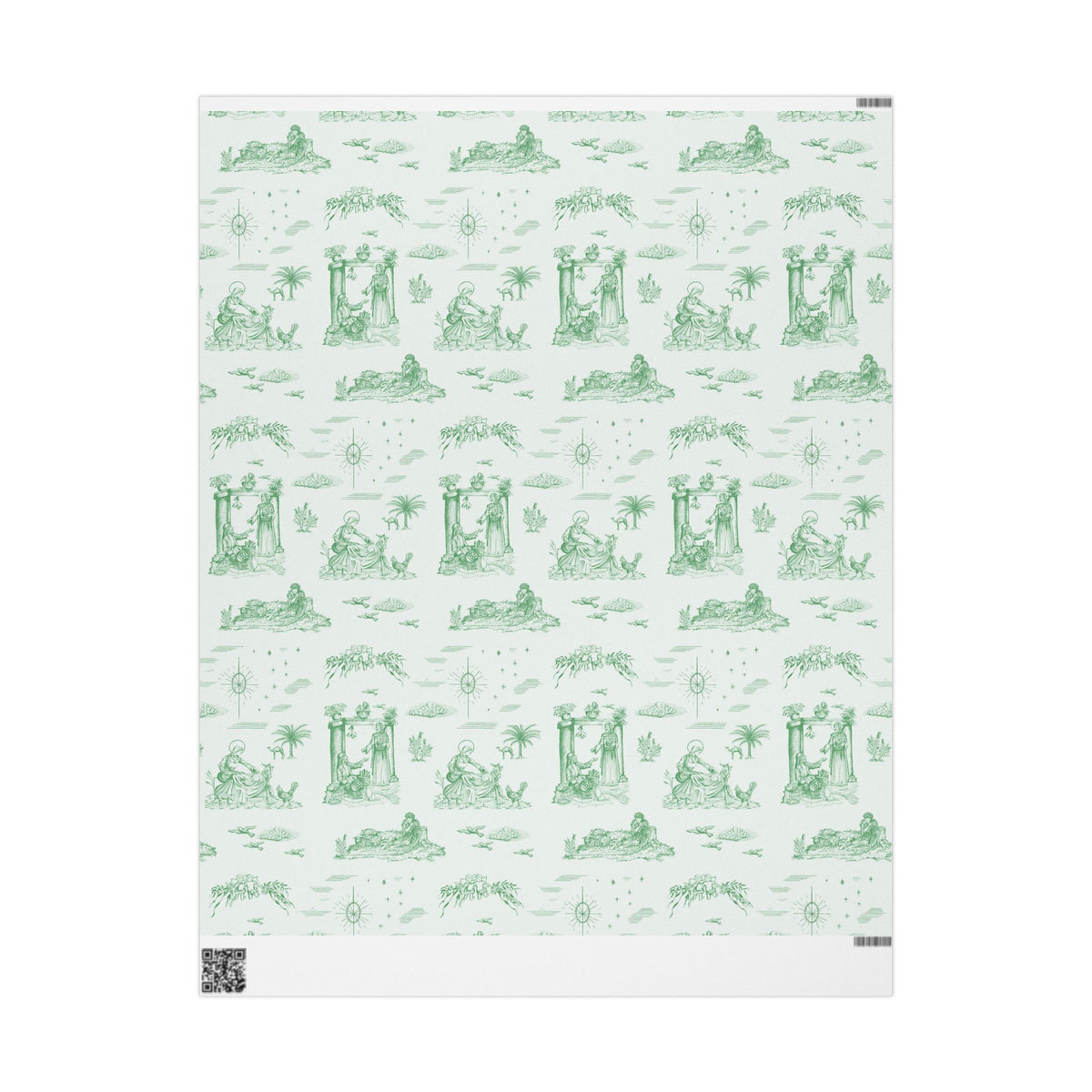 Nativity Toile Fine Art Christmas Wrapping Paper | Woodland Green