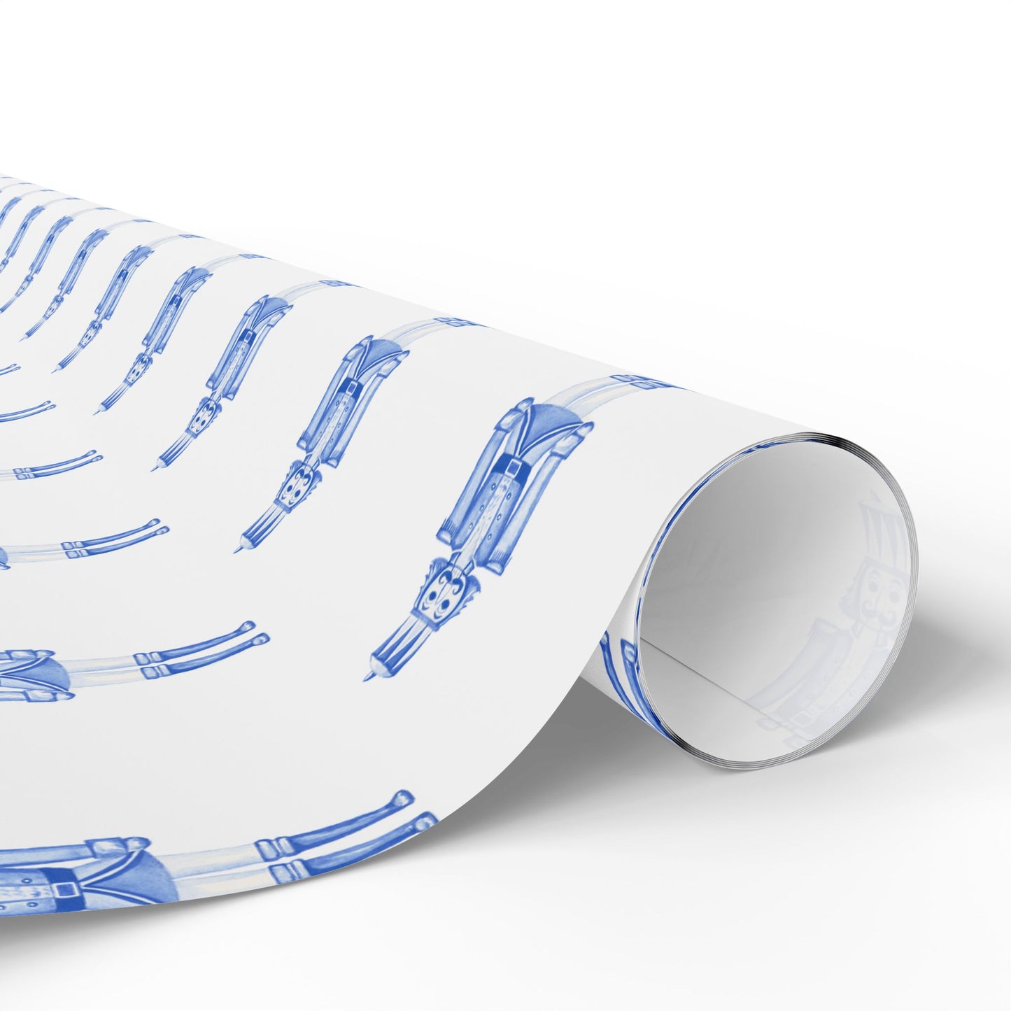 Nutcracker in Blue Fine Art Wrapping Paper — Festive Holiday Gift Wrap