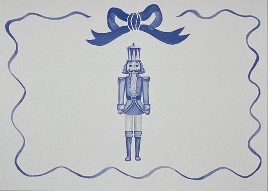 "Nutcracker in Blue" Folded Notecards with Lined Envelopes: Bundle of Six