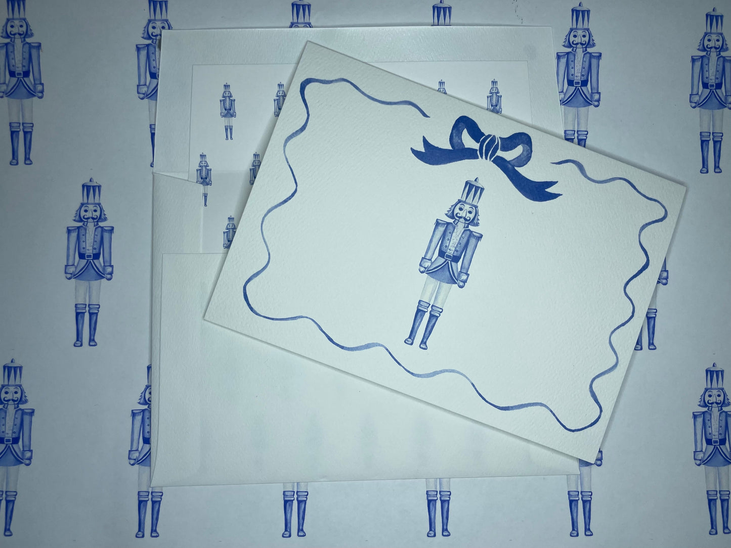 "Nutcracker in Blue" Folded Notecards with Lined Envelopes: Bundle of Six