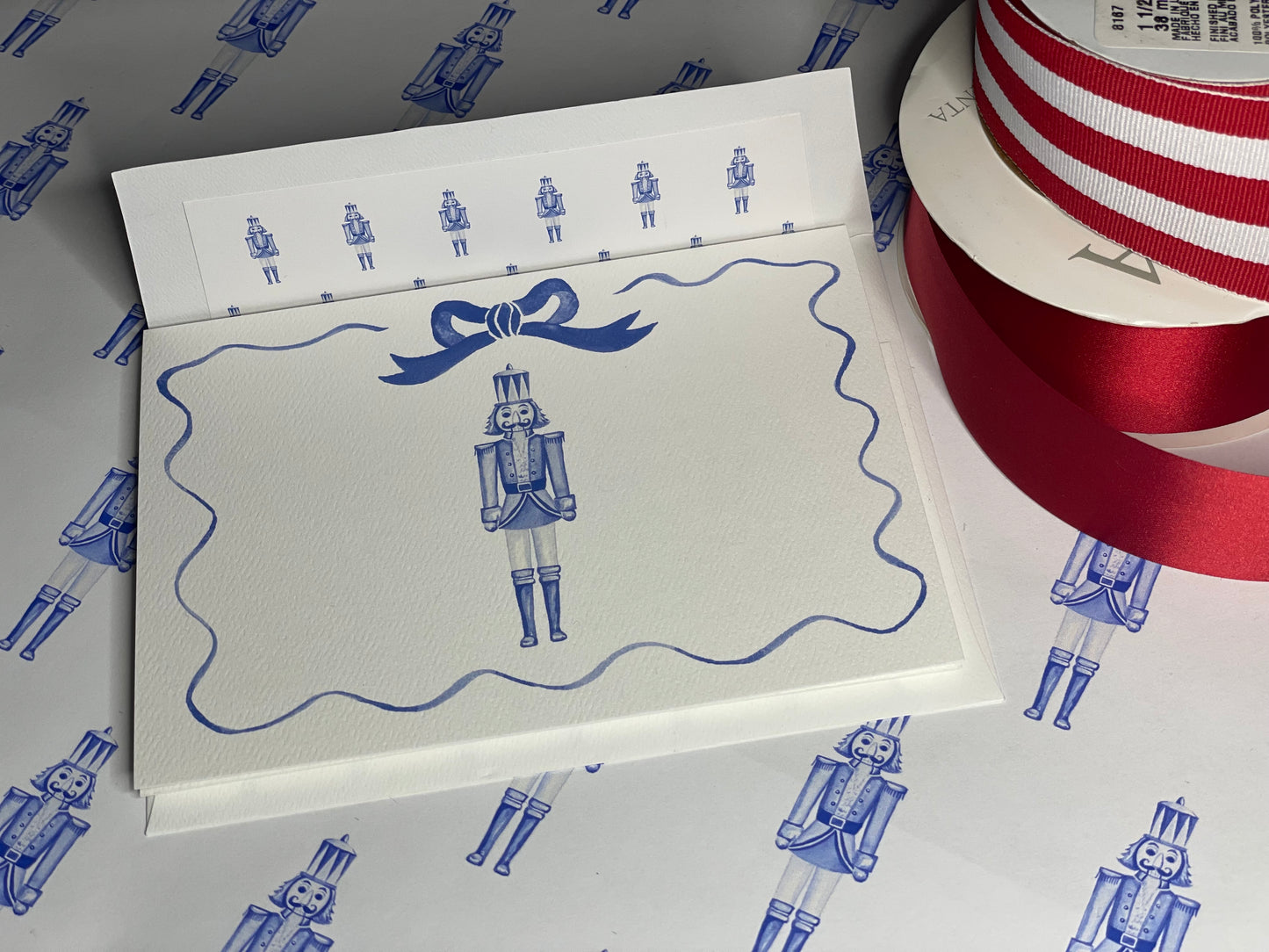 "Nutcracker in Blue" Folded Notecards with Lined Envelopes: Bundle of Six