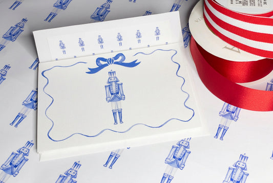 Nutcracker in Blue Folded Notecards with Lined Envelopes | Pack of Six